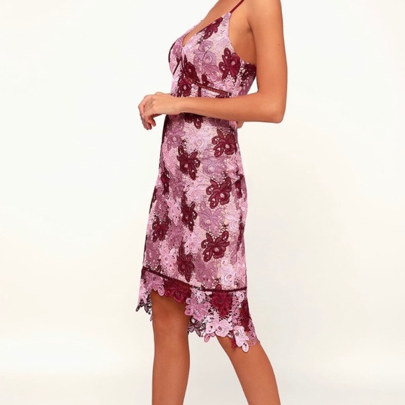 Lulus Endless Elegance Multi Lace Bodycon Dress L - Picture 4 of 14